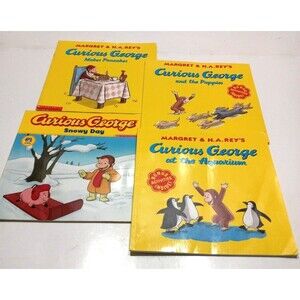 Set of 4 Curious George Paperback Books *Some with Bonuses Activities*